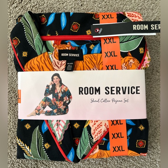 Room Service Women’s 2-Piece Shawl Collar Pajama Set - Picture 1 of 3
